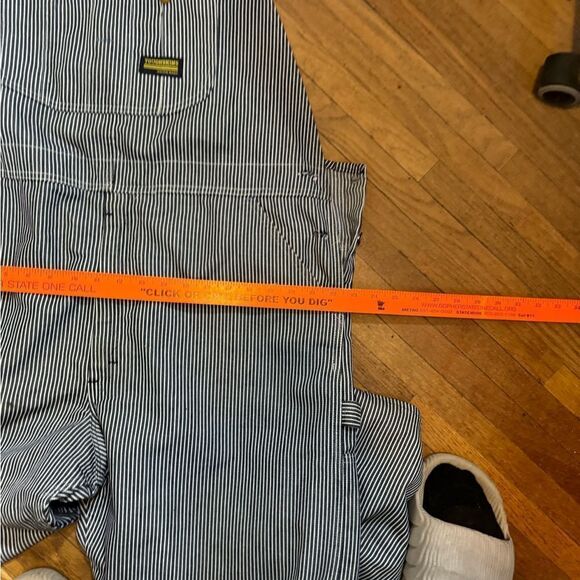 Vintage Toughskins Sears Striped Conductor Overalls Sz 32 x 30 - Picture 10 of 11